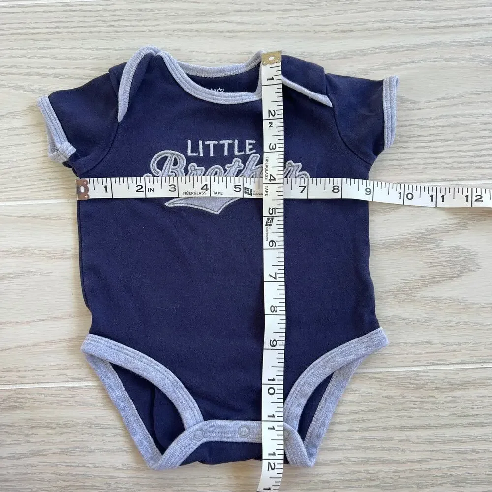 Carter's Baby Boy 3 Months 'Little Brother' Blue Gray Bodysuit One-Piece